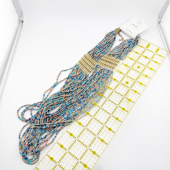 Multicolor Beaded Strand Necklace with Gold Accents Made in‎ India - Picture 6 of 10